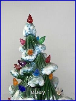 Vintage 20 Mold Ceramic Flocked Christmas Tree With Base 1985