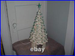 Vintage 20 White Ceramic Christmas Tree Set withManger Nativity Base & Star RARE