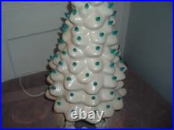 Vintage 20 White Ceramic Christmas Tree Set withManger Nativity Base & Star RARE