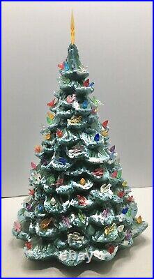 Vintage 21 Ceramic Flocked Christmas Tree Star Doves Bulbs 1 Foot Around
