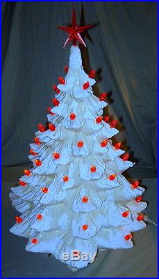 Vintage 21 Ceramic White Musical Christmas Tree Sugared Mica Toy Box Base