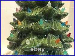 Vintage 21 Inch Atlantic Mold Ceramic Lighted Green Christmas Tree