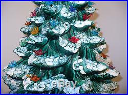Vintage 22 1970's Ceramic Christmas Tree Flocked 4 Piece 3 Tier Atlantic Mold