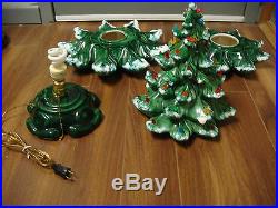 Vintage 22 1970's Ceramic Christmas Tree Flocked 4 Piece 3 Tier Atlantic Mold
