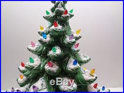 Vintage 22 ATLANTIC MOLD 3 PC FLOCKED Ceramic Christmas Tree with Bulbs & Star