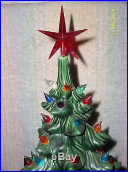 Vintage 22 Atlantic Mold Ceramic Christmas Tree 100+ Lights Star EUC
