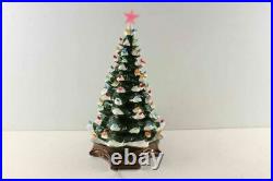 Vintage 22 Ceramic Flocked Christmas Tree With Lights & Birds