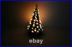 Vintage 22 Ceramic Flocked Christmas Tree With Lights & Birds