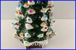 Vintage 22 Ceramic Flocked Christmas Tree With Lights & Birds