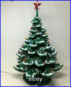 Vintage 22 Ceramic Flocked Lighted Christmas Tree