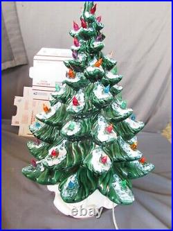 Vintage 22 In. Lighted Ceramic Snow Flocked 3 Piece Christmas Tree