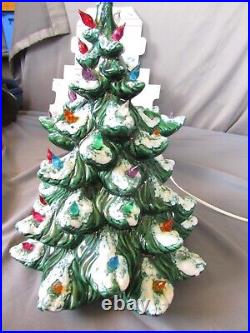 Vintage 22 In. Lighted Ceramic Snow Flocked 3 Piece Christmas Tree