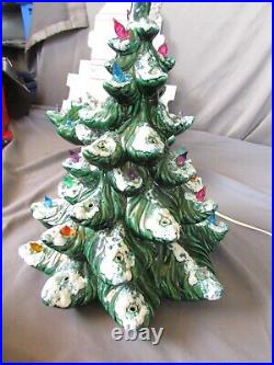 Vintage 22 In. Lighted Ceramic Snow Flocked 3 Piece Christmas Tree