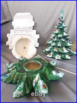 Vintage 22 In. Lighted Ceramic Snow Flocked 3 Piece Christmas Tree