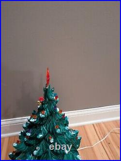 Vintage 23 Atlantic Mold Green Flocked Ceramic Christmas Tree Large 3 Piece