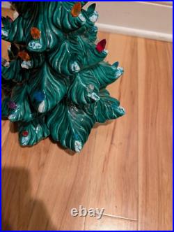 Vintage 23 Atlantic Mold Green Flocked Ceramic Christmas Tree Large 3 Piece