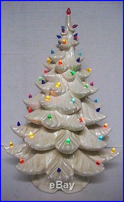 Vintage 23 White Pearl Iridescent Ceramic Christmas Tree Atlantic Mold Style
