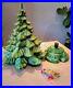 Vintage 24 Atlantic Mold Ceramic Christmas Tree Green 25x15 Flocked Ornament