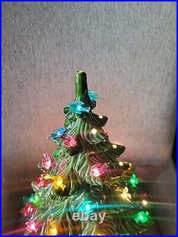 Vintage 24 Atlantic Mold Ceramic Christmas Tree Green 25x15 Flocked Ornament