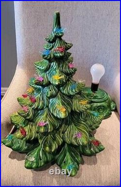 Vintage 24 Atlantic Mold Ceramic Christmas Tree Green 25x15 Flocked Ornament