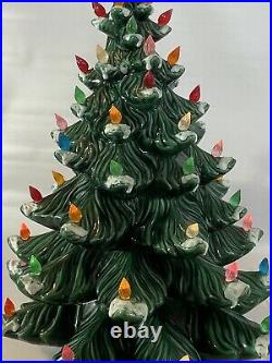 Vintage 24 Ceramic Lighted Snow Capped Christmas Tree Atlantic Mold