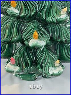 Vintage 24 Ceramic Lighted Snow Capped Christmas Tree Atlantic Mold