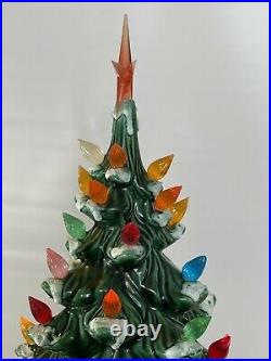 Vintage 24 Ceramic Lighted Snow Capped Christmas Tree Atlantic Mold