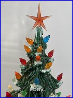 Vintage 24 Ceramic Lighted Snow Capped Christmas Tree Atlantic Mold