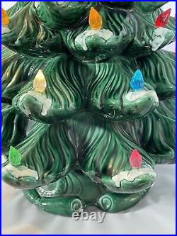 Vintage 24 Ceramic Lighted Snow Capped Christmas Tree Atlantic Mold