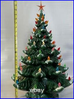 Vintage 24 Ceramic Lighted Snow Capped Christmas Tree Atlantic Mold