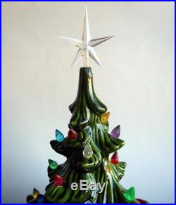Vintage 3 Piece Atlantic Mold Lighted Ceramic Christmas Tree 20 Tall