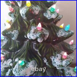 Vintage 3-Piece Frosted Ceramic 21 Lighted Christmas Tree with music Extra Bulbs