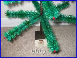 Vintage 30 Green Christmas Feather Tree! Real Goose Feathers! Made In The USA