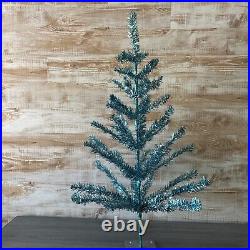 Vintage 36 Aqua Silver Tabletop ALUMINUM TINSEL Christmas Tree