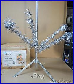 Vintage 37 Branch Silver Aluminum Christmas Tree withMusical Colortone Roto-Wheel