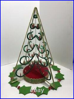 Vintage 3D bohemian glass Felt Christmas tree Czech Retro