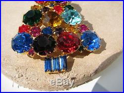 Vintage 3d 10 Mm. Round Rhinestone Filigree Finial Topper Christmas Tree Brooch