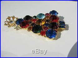 Vintage 3d 10 Mm. Round Rhinestone Filigree Finial Topper Christmas Tree Brooch