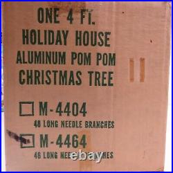 Vintage 4' Aluminum Foil Christmas Tree The Sparkler Pom Pom 46 Branches