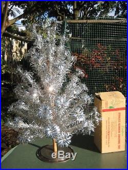 Vintage 4 Foot Pom-Pom STAINLESS ALUMINUM CHRISTMAS TREE By Evergleam