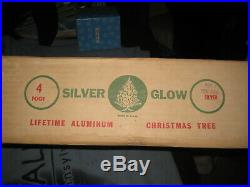 Vintage 4 Foot Silver Glow Lifetime Stainless Aluminum Christmas Tree By Arandel