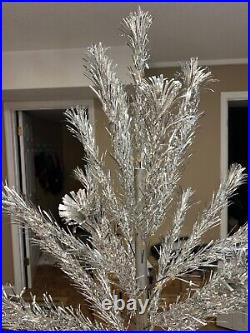 Vintage 4 Ft Christmas Tree Pine Sparkling Stainless Metal Pom Branches A-431