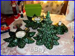 Vintage 4 Piece Atlantic Mold Ceramic CHRISTMAS TREE 140+ Lights 25 green base