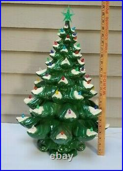 Vintage 4 Piece Atlantic Mold Ceramic Christmas Tree Snow Tipped 21 Inch tall