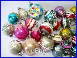 Vintage 42 Piece Lot Mercury Glass Christmas Tree Hand Painted Ornaments