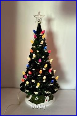 Vintage 46 Light Ceramic Christmas Tree 16.5 in Holly Base Bulbs Star Zayre