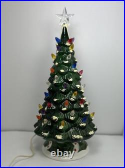 Vintage 46 Light Ceramic Christmas Tree 16.5 in Holly Base Bulbs Star Zayre