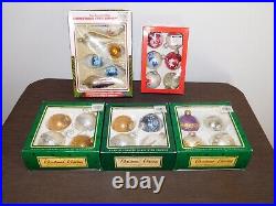 Vintage 5 Boxes Of Christmas Tree Ornaments Balls