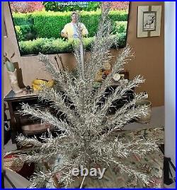 Vintage 50's Aluminum Christmas Tree Sparkler Pom Pom 6' 46 Branches Tinsel USA