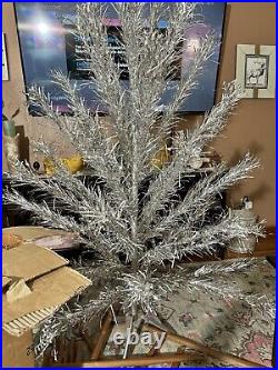 Vintage 50's Aluminum Christmas Tree Sparkler Pom Pom 6' 46 Branches Tinsel USA